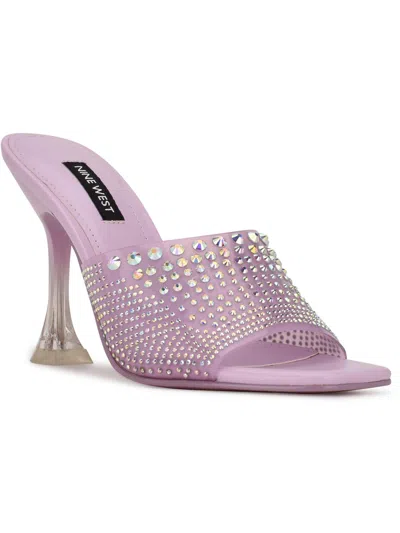Nine West Womens Rhinestone Slip On Heels In Purple