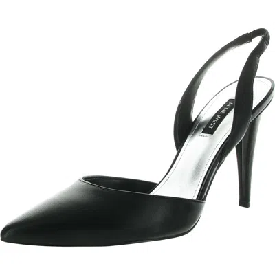 Nine West Womens Solid Faux Leather Slingback Heels In Black