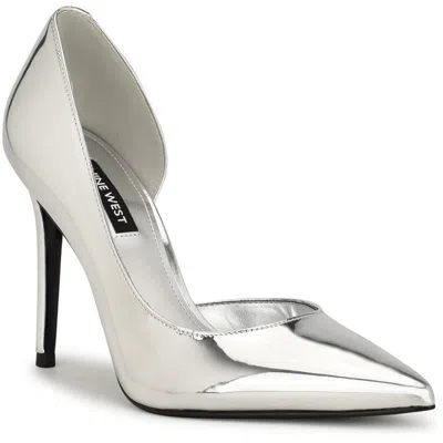 Nine West Womens Solid Man Made Pumps In Silver
