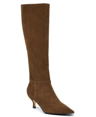 Nine West Womens Somas Tall Kitten Heel Dress Boots Regular Wide Calf In Brown
