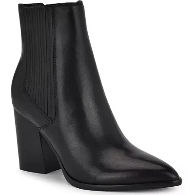 Nine West Womens Stretch Leather Chelsea Boots In Black