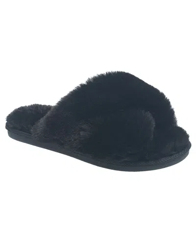 Nine West Womens X-band Faux Fur Slippers - Blush - Xlarge In Black