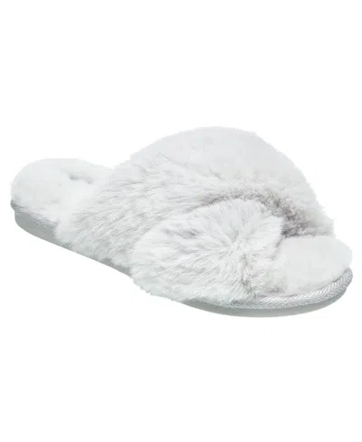 Nine West Womens X-band Faux Fur Slippers - Blush - Xlarge In White