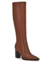 Nine West Womens Zazz Tall Leather Dress Boots Regular Wide Calf In Brown