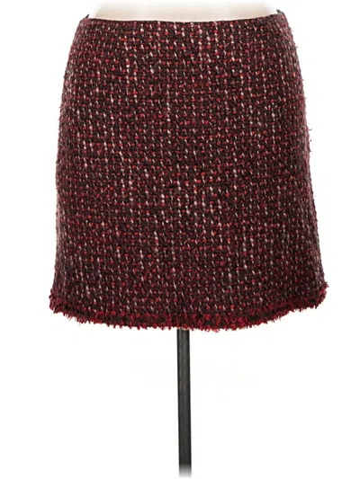 Pre-owned Nine West Wool Skirt In Burgundy