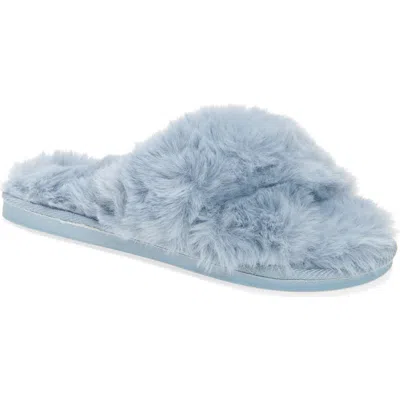 Nine West X-band Faux Fur Slipper In Blue