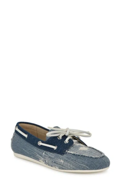 Nine West Yacht Boat Shoe In Blue Denim Multi