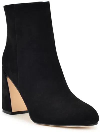 Nine West Yast Womens Leather Suede Ankle Boots In Black