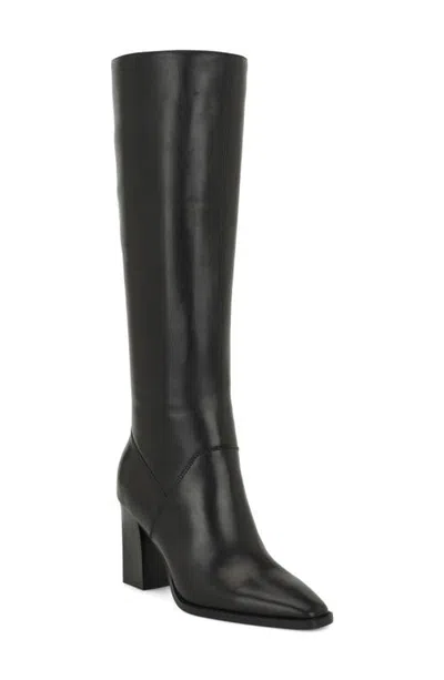 Nine West Zetta Leather Knee High Boot In Black