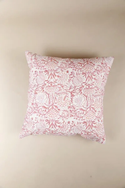 Ninéh Blush Meadow Hand Block Print Pillow In White