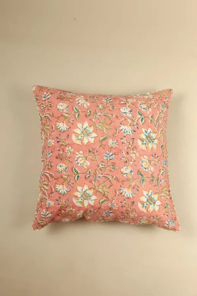 Ninéh Coral Spring Block Print Pillow In Pink