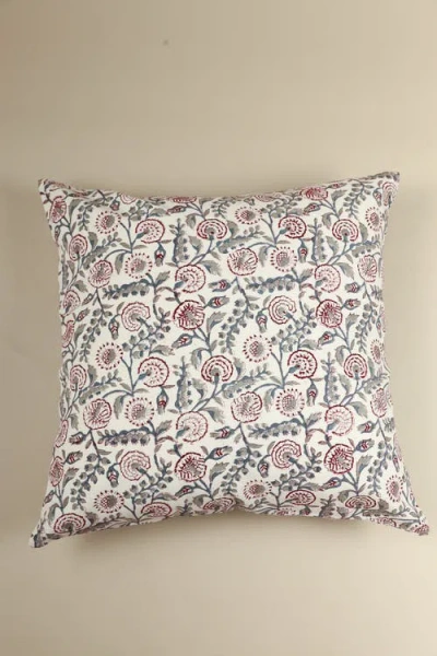 Ninéh Crimson Bloom Block Print Pillow In Multi