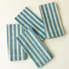 Ninéh Oh! Stripes (lime) Block Print Napkins, Set Of 4 In Blue