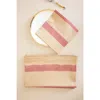 Ninéh Oh! Stripes (lime) Block Print Napkins, Set Of 4 In Pink