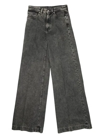 Nine:inthe:morning Wide Leg Cotton Trousers In Gray