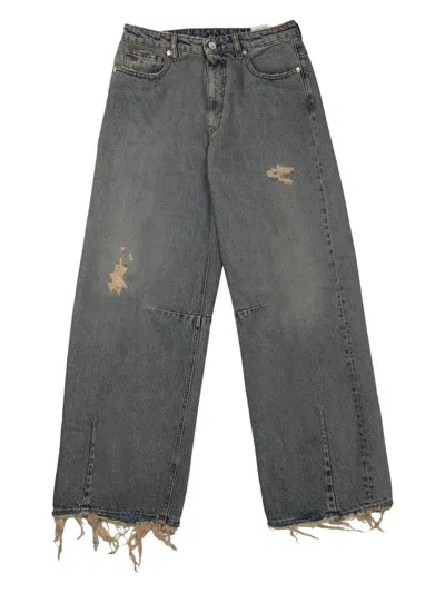 Nine:inthe:morning Ergonomic Effect Denim Trousers For Women In Gray