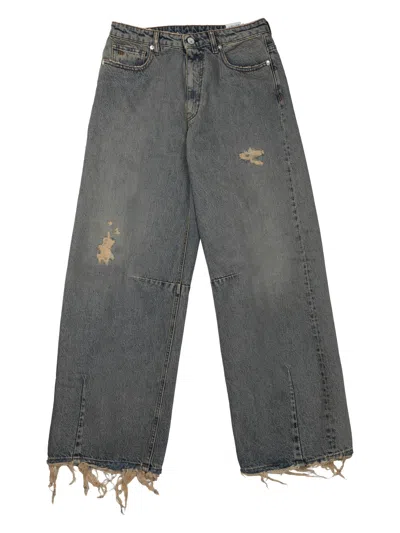 Nine:inthe:morning Ergonomic Effect Denim Trousers For Women In Gray