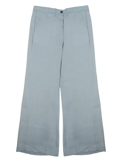 Nine:inthe:morning Wide-leg Linen Blend Trousers In Blue