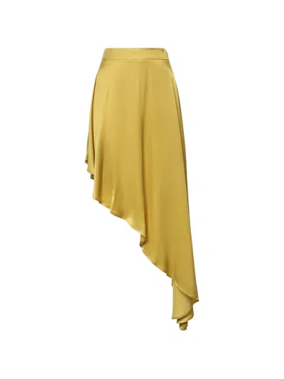 Nineminutes Asymmetric High-waisted Skirt In Green
