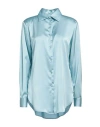 NINEMINUTES NINEMINUTES CAMICIA IN RASO WOMAN SHIRT SKY BLUE SIZE 4 POLYESTER, ELASTANE