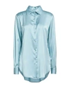 Nineminutes Camicia In Raso Woman Shirt Sky Blue Size 4 Polyester, Elastane