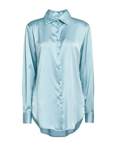 Nineminutes Camicia In Raso Woman Shirt Sky Blue Size 4 Polyester, Elastane