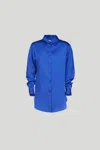 Nineminutes Camicia In Satin Blu Elettrico In Blu