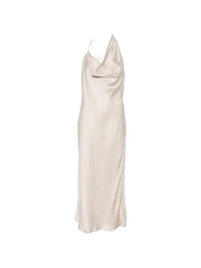 Nineminutes Cowl-neck Backless Midi Dress In Neutral