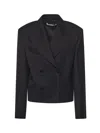 Nineminutes Cropped Tuxedo Blazer In Black