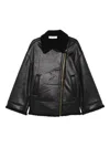 Nineminutes Eco-leather Oversized Sheepskin Jacket In Black