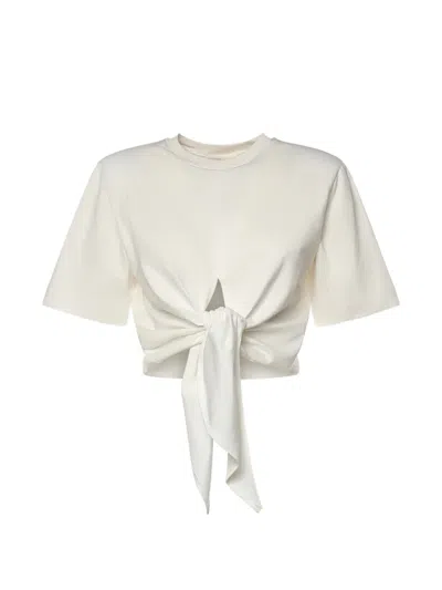 Nineminutes Front-tie Cropped T-shirt In White