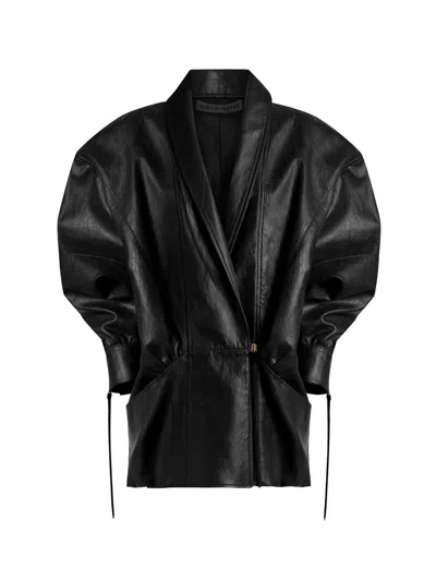 Nineminutes Hammered Faux Leather Jacket In Black