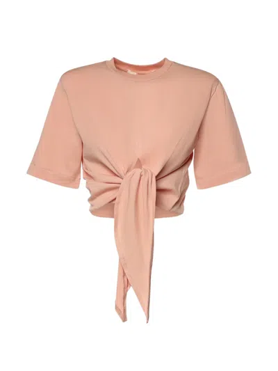 Nineminutes Knot-detail Cropped T-shirt In Pink