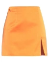 Nineminutes Mini Gonna Raso Woman Mini Skirt Orange Size 8 Polyester, Elastane
