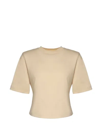Nineminutes Padded-shoulder T-shirt In Neutral