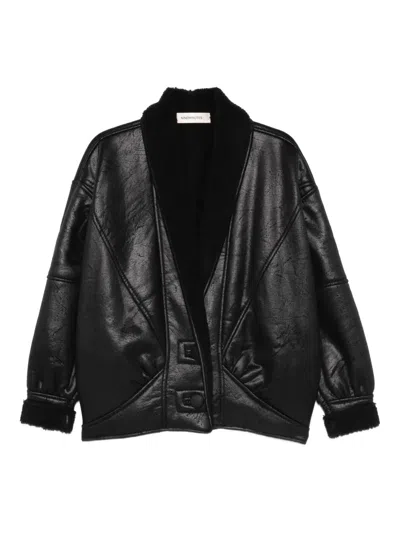 Nineminutes Shearling Trim Jacket In Black