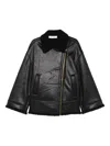 Nineminutes Eco-leather Oversized Sheepskin Jacket In Black