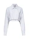 Nineminutes Striped Cropped Shirt In Gray