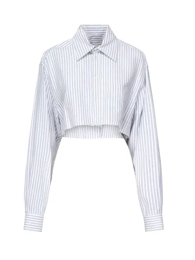 Nineminutes Striped Cropped Shirt In Gray