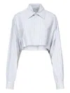 Nineminutes Striped Cropped Shirt In White