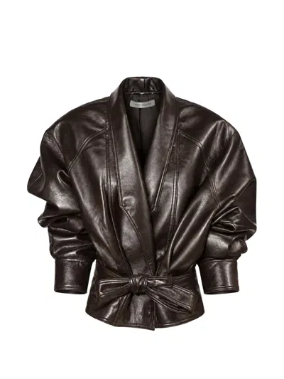 Nineminutes The Box Sports 80's Belted Boxy Jacket In Brown