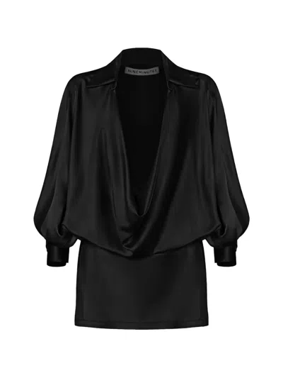 Nineminutes The Mona Draped Mini Dress In Black