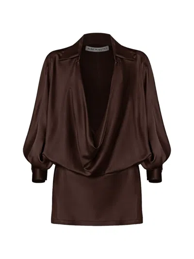Nineminutes The Mona Draped Mini Dress In Brown