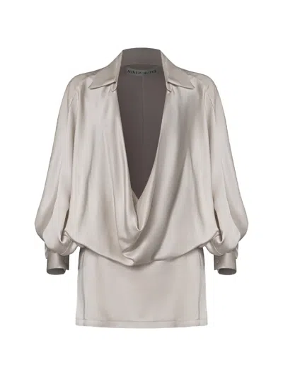 Nineminutes The Mona Draped Mini Dress In Gray