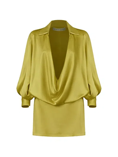 Nineminutes The Mona Draped Mini Dress In Yellow