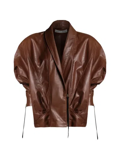 Nineminutes The Virgo Leather Cropped Jacket In Multi