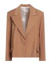 Nineminutes Woman Blazer Camel Size 8 Polyester, Wool, Elastane, Viscose