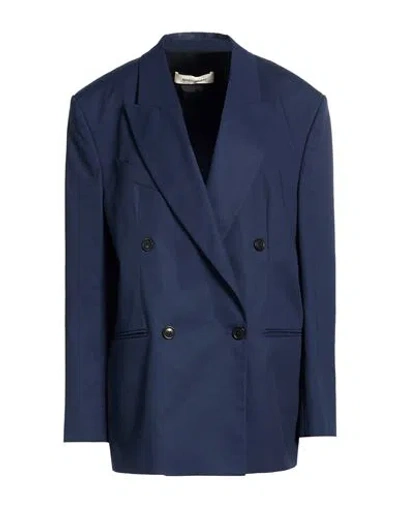 Nineminutes Woman Blazer Navy Size 8 Polyester, Cotton In Blue
