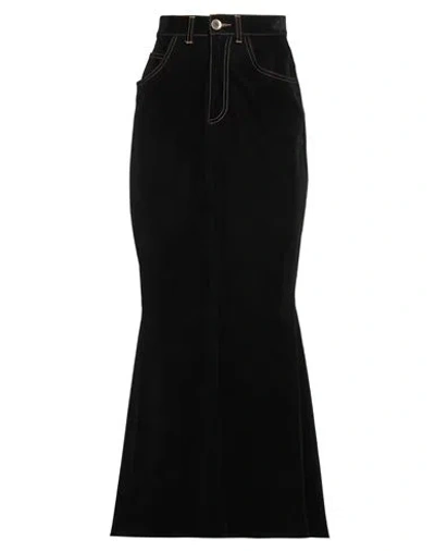 Nineminutes Woman Maxi Skirt Black Size 4 Cotton, Polyurethane, Viscose, Elastane