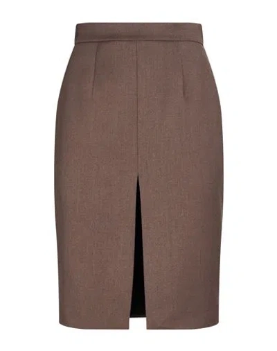 Nineminutes Woman Midi Skirt Dark Brown Size 4 Polyester, Viscose, Elastane